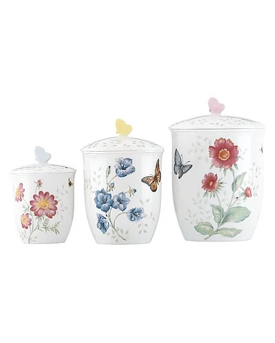 Lenox Set Of 3 Butterfly Meadow Canisters With $13 Credit Home 3 Lenox Set Of 3 Butterfly Meadow Canisters With $13 Credit Home