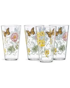 Lenox Butterfly Meadow Acrylic 4Pc Highball Glass Set With $4 Credit Home