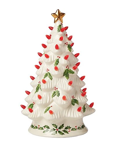 Lenox Treasured Traditions Holiday Red Bulbs Light-Up Tree Figurine Home 3 Lenox Treasured Traditions Holiday Red Bulbs Light-Up Tree Figurine Home