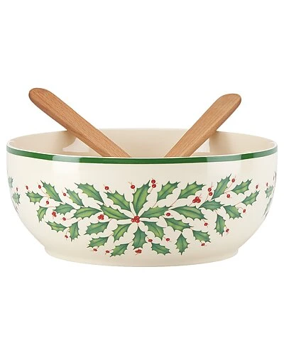 Lenox Holiday Salad Bowl & Servers Home 3 Lenox Holiday Salad Bowl & Servers Home