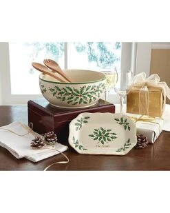 Lenox Holiday Salad Bowl & Servers Home 7 Lenox Holiday Salad Bowl & Servers Home -Lenox 3050699212 RLLD 3
