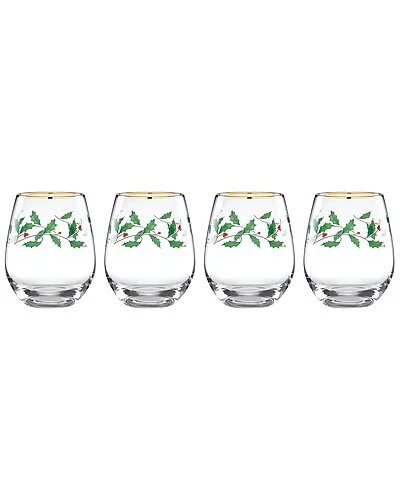 Lenox Holiday 4pc Stemless Wine Glasses Home 3 Lenox Holiday 4pc Stemless Wine Glasses Home
