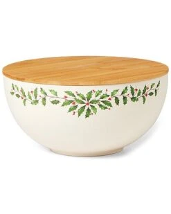 Lenox Holiday Bamboo Serving Bowl & Lid Home