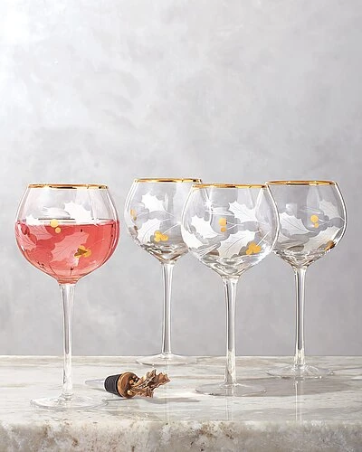 Lenox Holiday Gold 4pc Balloon Glass Set Home 4 Lenox Holiday Gold 4pc Balloon Glass Set Home - Image 2