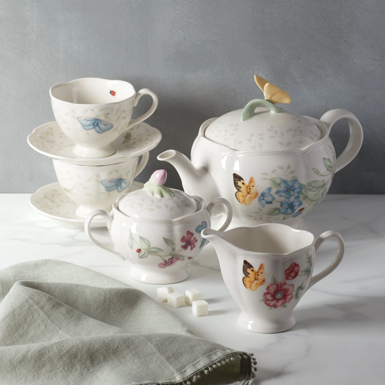 Lenox Butterfly Meadow 7-Piece Tea Set 4 Lenox Butterfly Meadow 7-Piece Tea Set - Image 2
