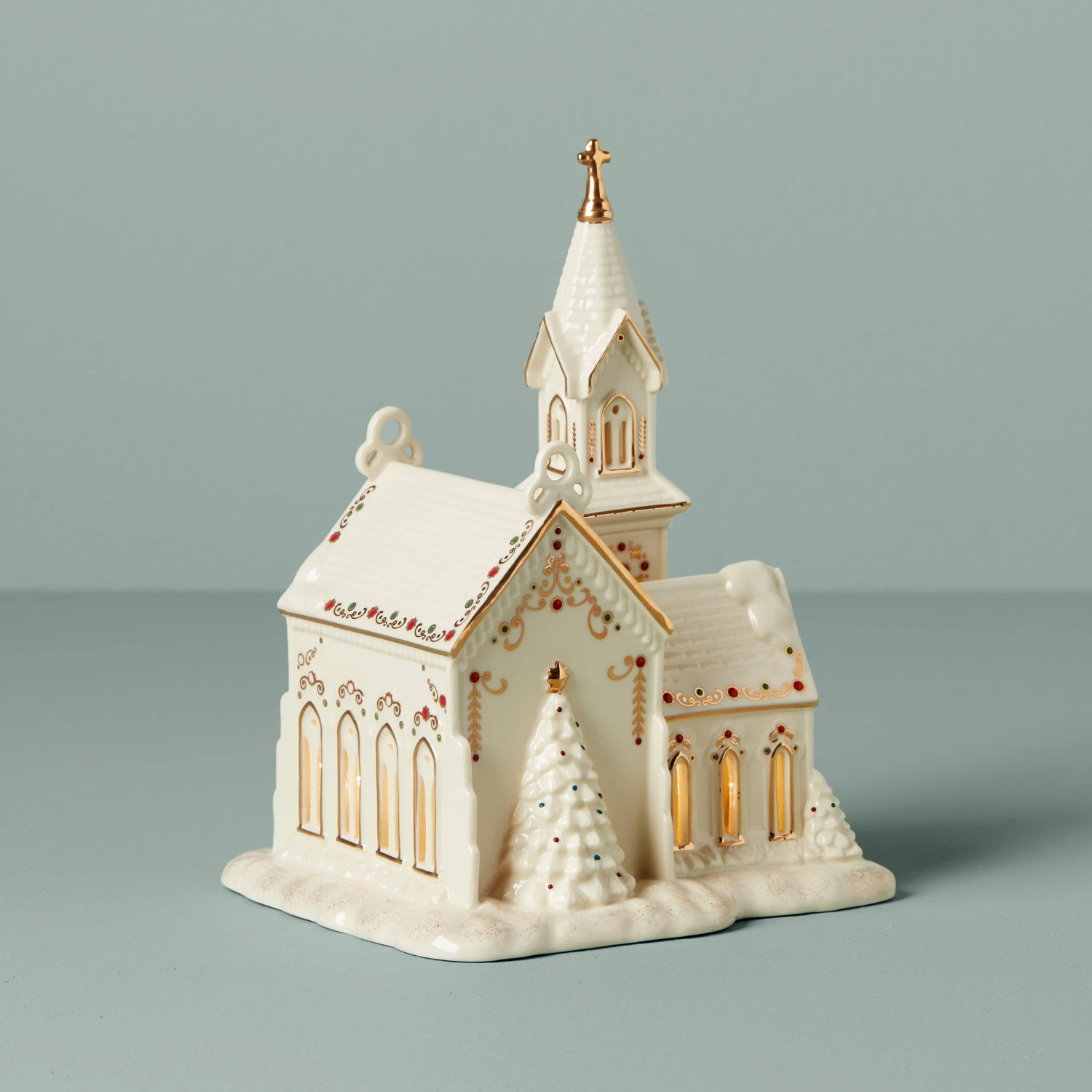 Lenox Mistletoe Park Light-Up Village Church Figurine 4 Lenox Mistletoe Park Light-Up Village Church Figurine - Image 2