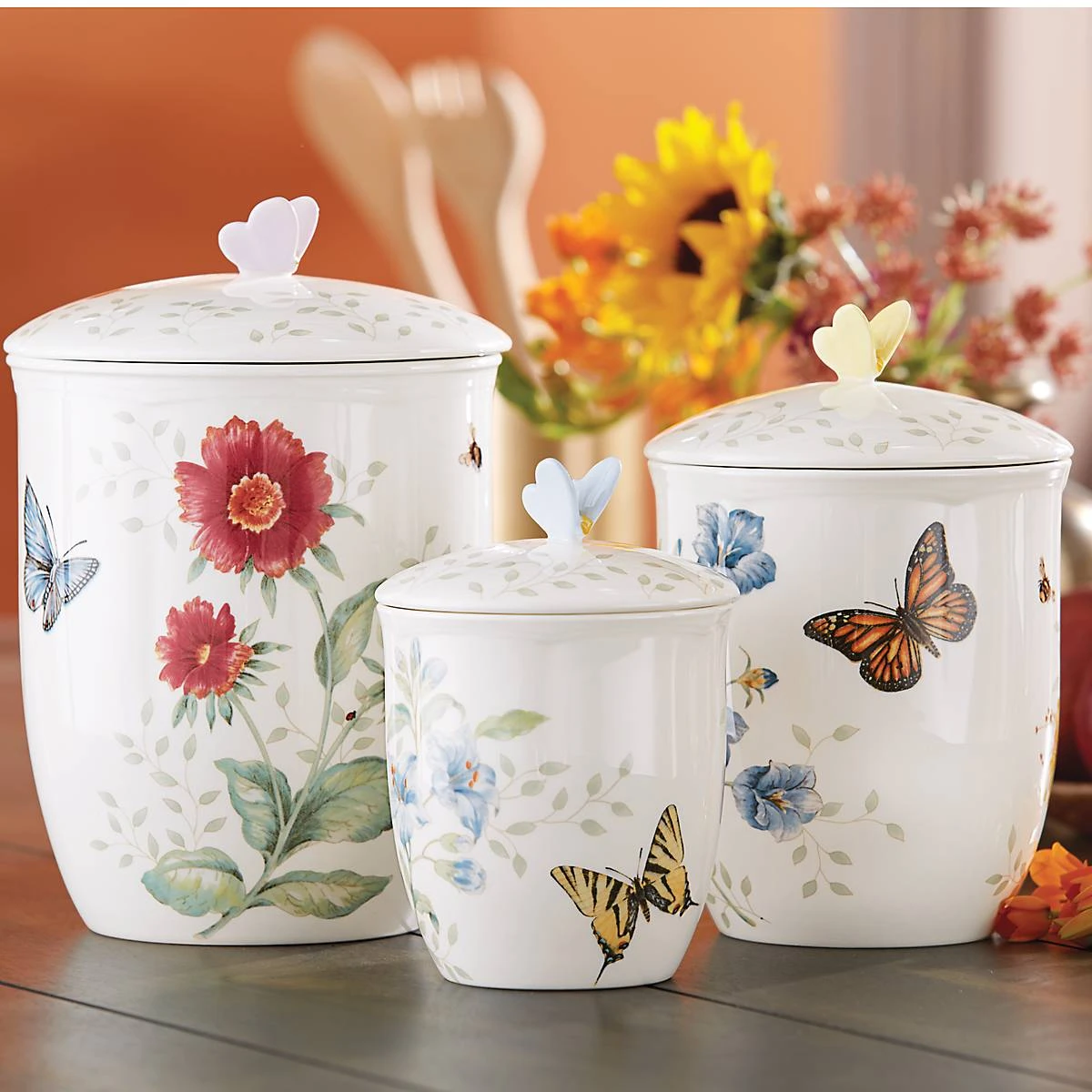 Lenox Butterfly Meadow 3-Piece Canister Set 4 Lenox Butterfly Meadow 3-Piece Canister Set - Image 2