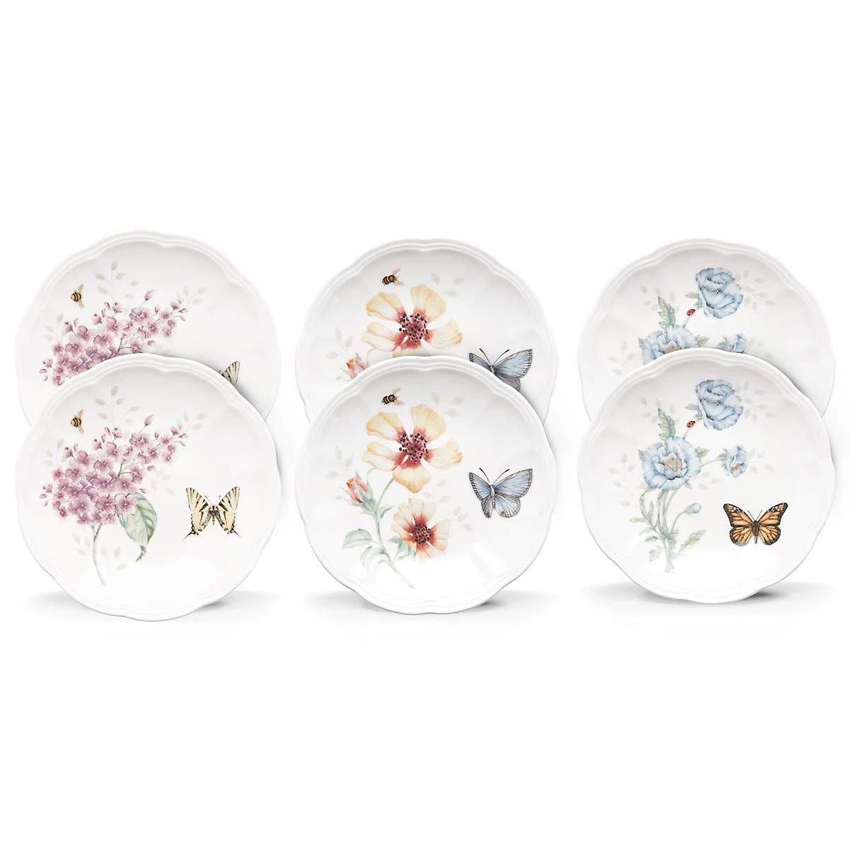 Lenox Butterfly Meadow 6-Piece Tidbit Plate Set 6 Lenox Butterfly Meadow 6-Piece Tidbit Plate Set - Image 4