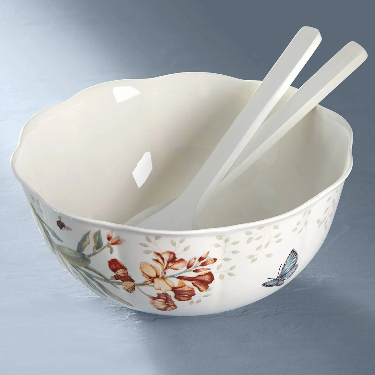Lenox Butterfly Meadow Salad Bowl & Servers 6 Lenox Butterfly Meadow Salad Bowl & Servers - Image 4