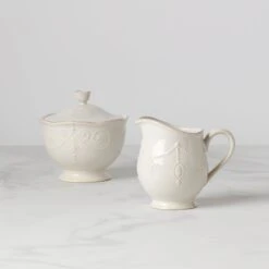 Lenox French Perle White Sugar & Creamer