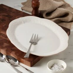 Lenox French Perle White 16" Oval Serving Platter 18 Lenox French Perle White 16" Oval Serving Platter -Lenox 822957 LNP F23 FEA 8