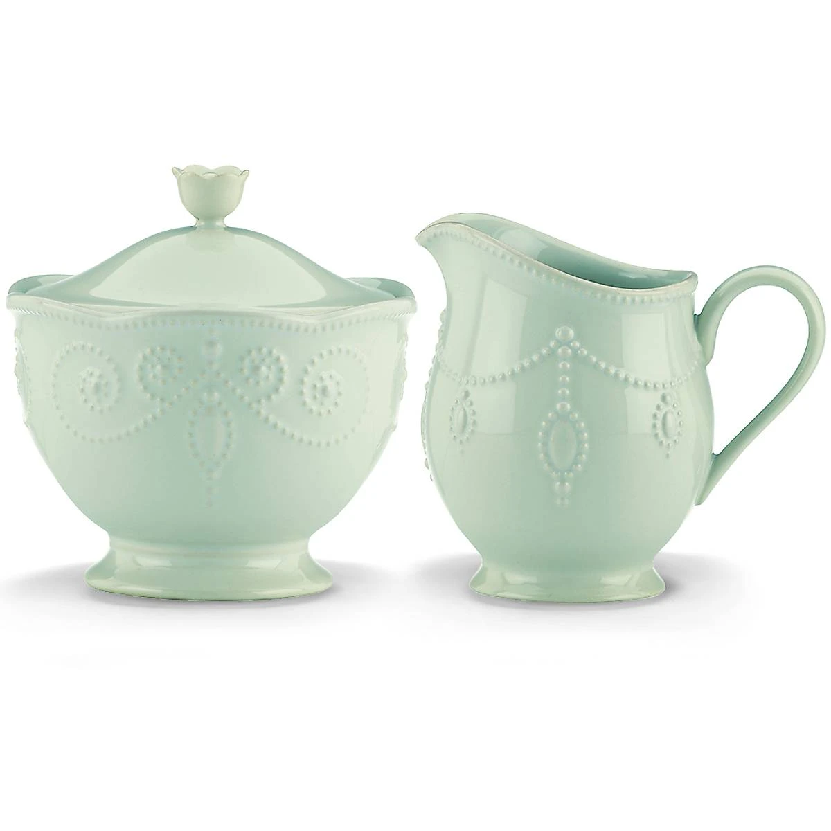 Lenox French Perle White Sugar & Creamer 6 Lenox French Perle White Sugar & Creamer - Image 4
