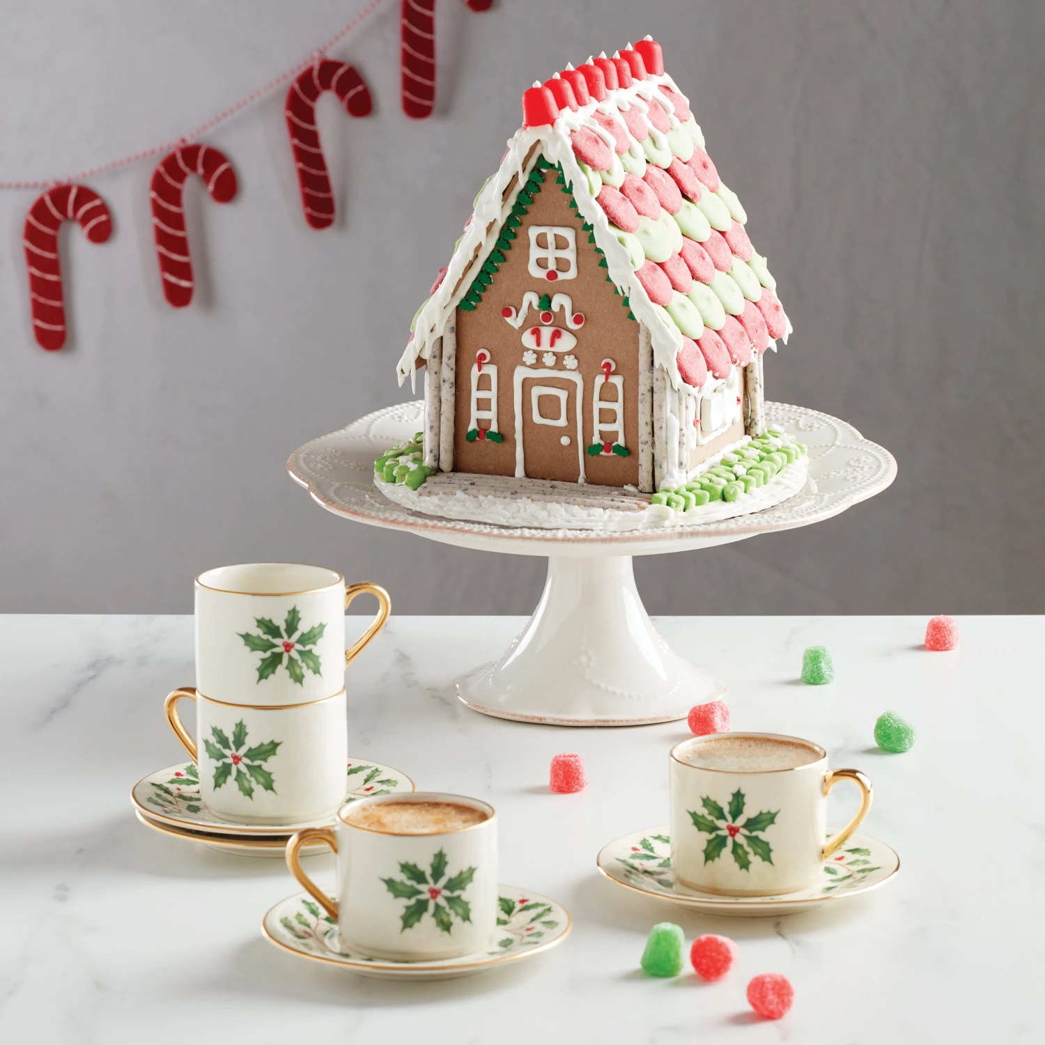 Lenox Holiday Espresso Cup & Saucer, S/4 4 Lenox Holiday Espresso Cup & Saucer, S/4 - Image 2