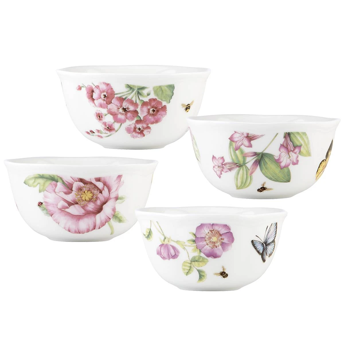 Lenox Butterfly Meadow Bloom 4-Piece Dessert Bowl Set 4 Lenox Butterfly Meadow Bloom 4-Piece Dessert Bowl Set - Image 2