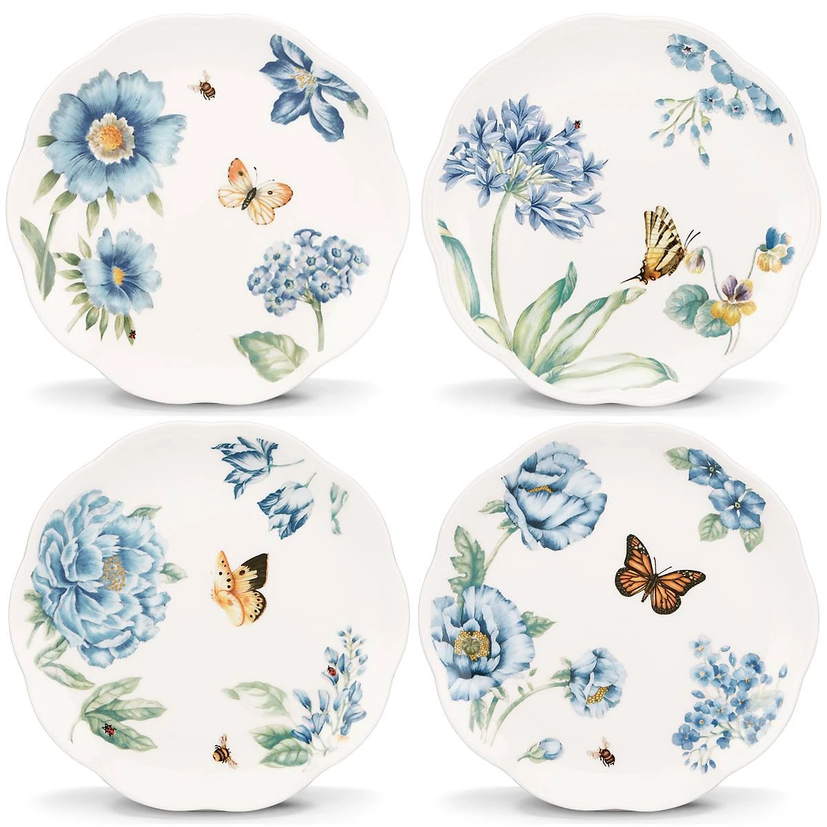 Lenox Butterfly Meadow Blue 4-Piece Dessert Plate Set 4 Lenox Butterfly Meadow Blue 4-Piece Dessert Plate Set - Image 2