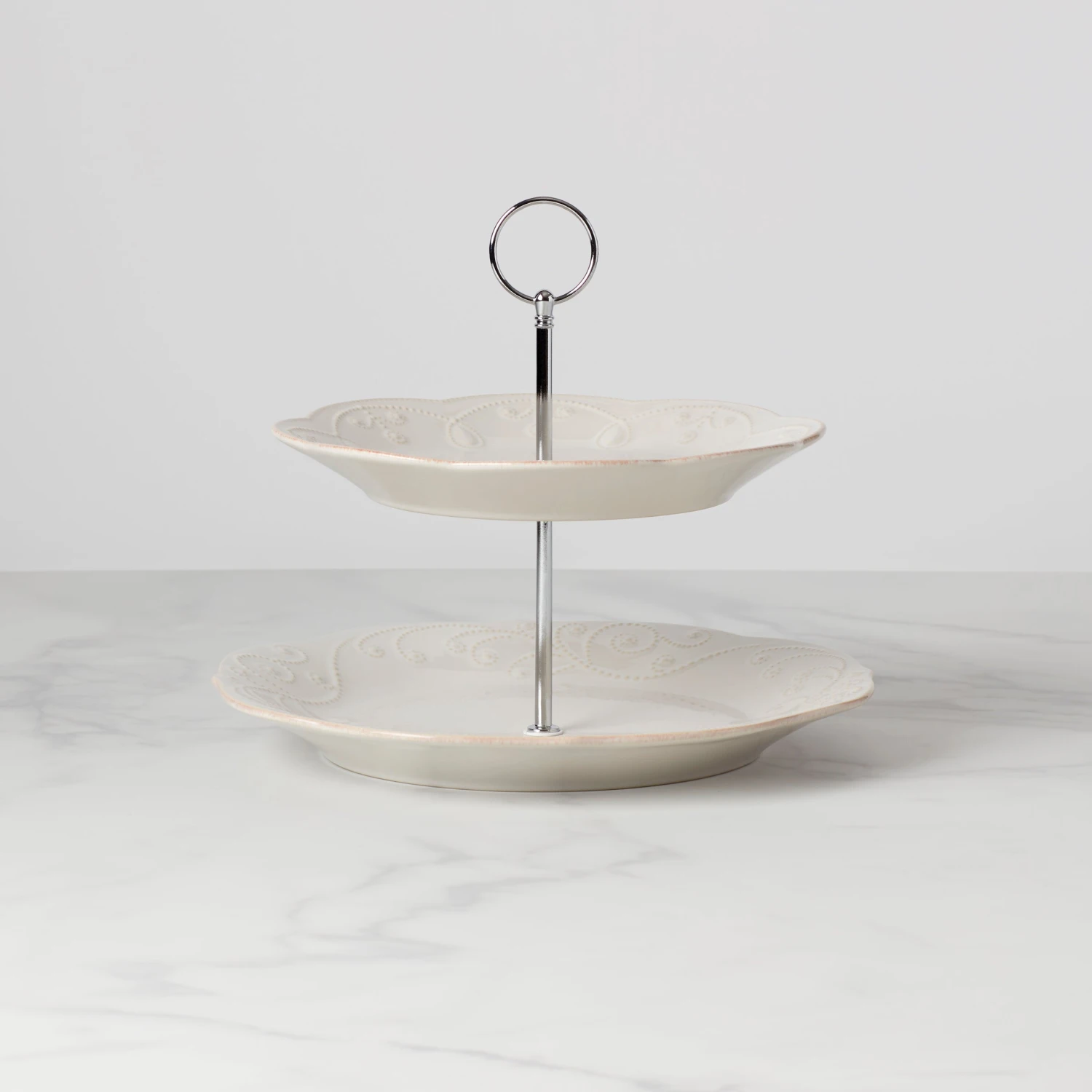 Lenox French Perle White 2-Tiered Server 3 Lenox French Perle White 2-Tiered Server