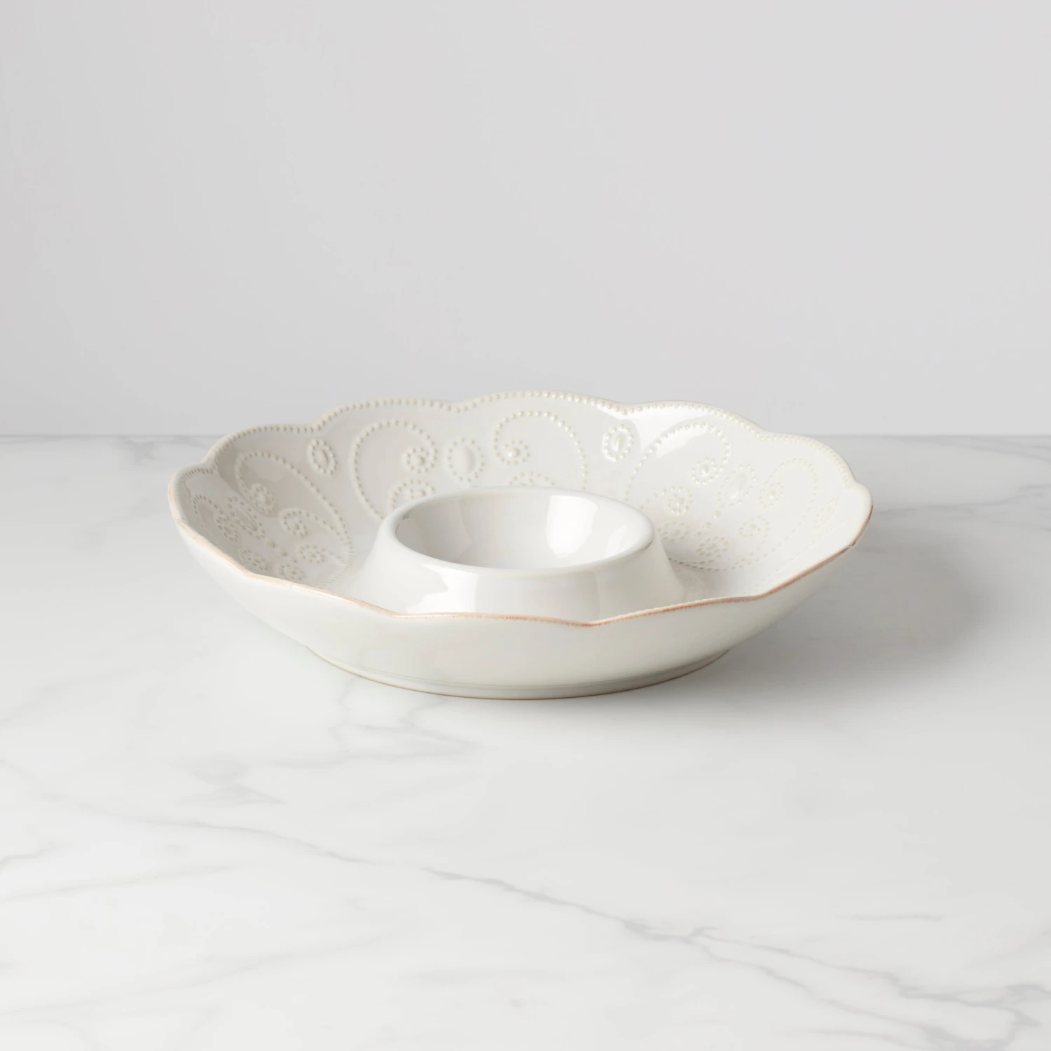 Lenox French Perle White Chip And Dip Tray 3 Lenox French Perle White Chip And Dip Tray