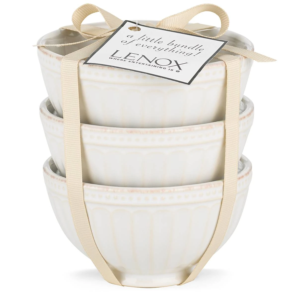 Lenox French Perle Groove 3-Piece Mini Bowl Set 6 Lenox French Perle Groove 3-Piece Mini Bowl Set - Image 4