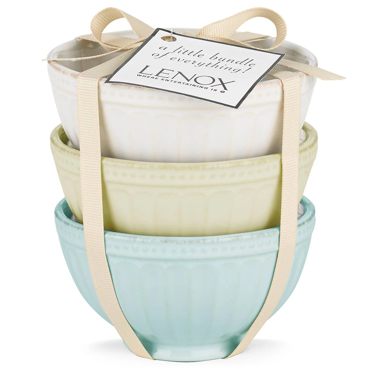 Lenox French Perle Groove 3-Piece Mini Bowl Set 5 Lenox French Perle Groove 3-Piece Mini Bowl Set - Image 3