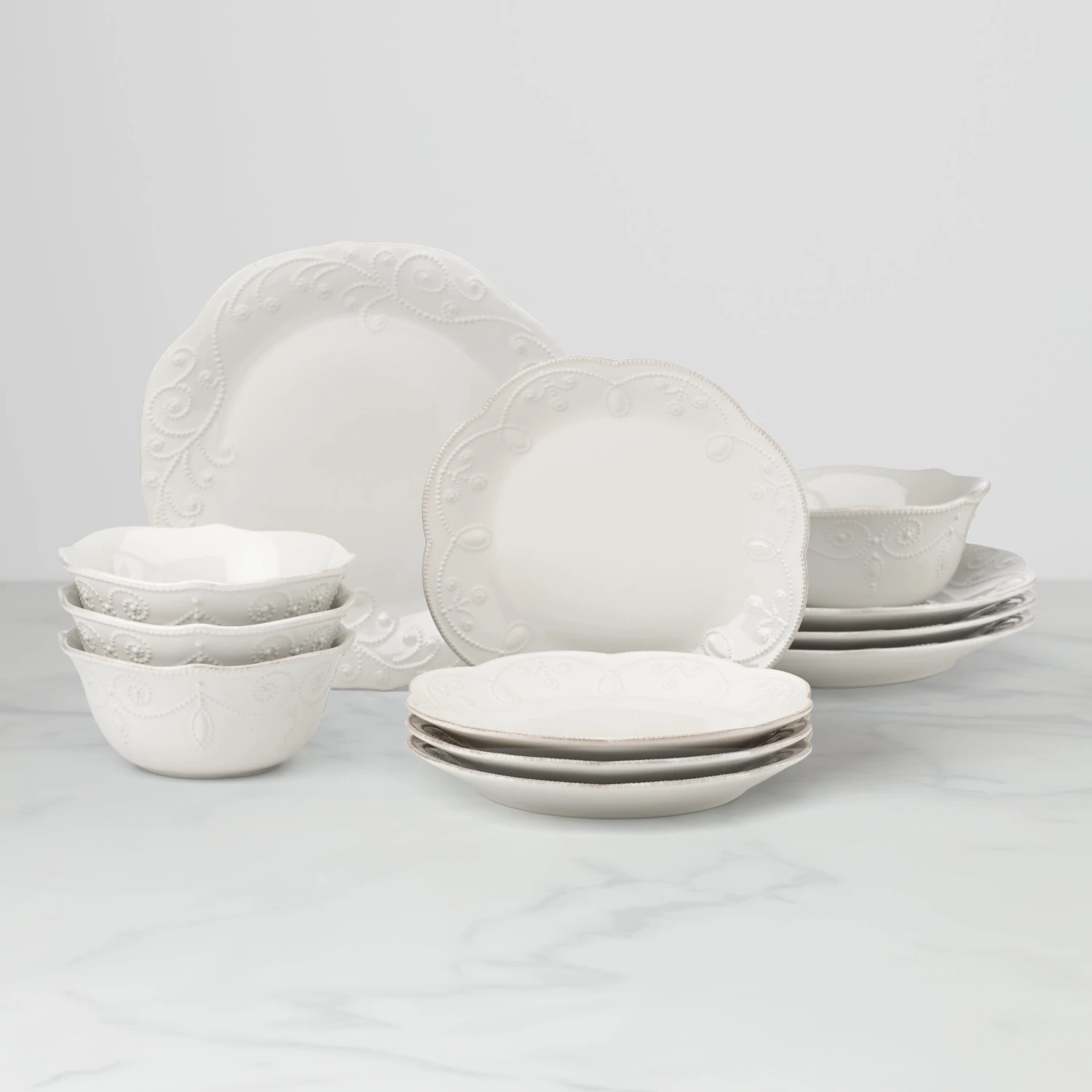 Lenox French Perle White 12-Piece Dinnerware Set 3 Lenox French Perle White 12-Piece Dinnerware Set