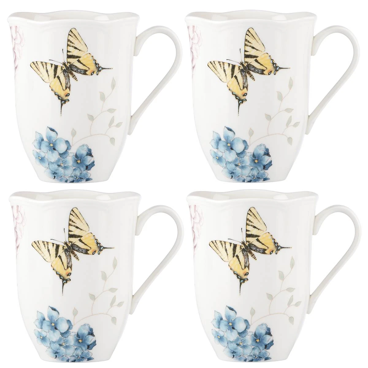 Lenox Butterfly Meadow Hydrangea 4-Piece Mug Set 5 Lenox Butterfly Meadow Hydrangea 4-Piece Mug Set - Image 3
