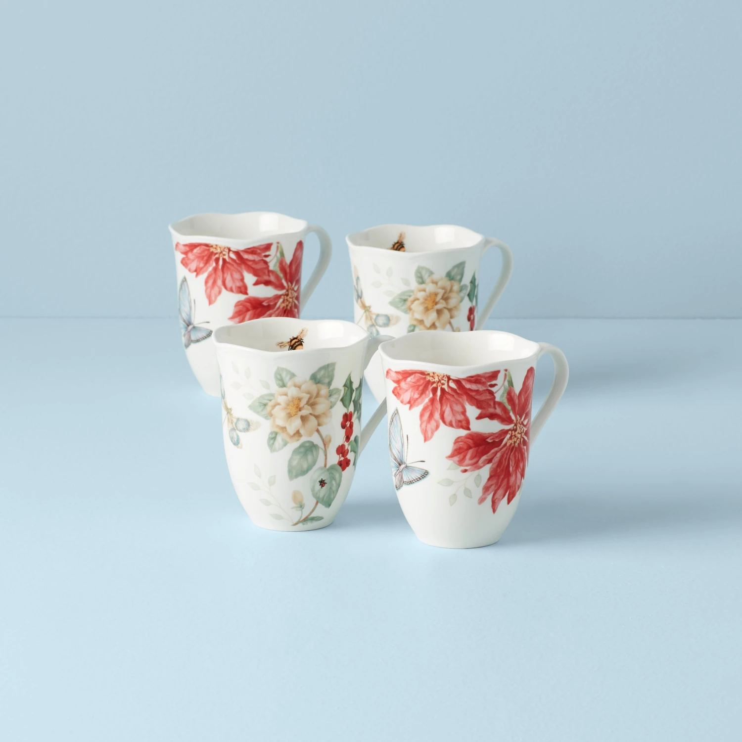 Lenox Butterfly Meadow Holiday 4-Piece Mug Set 3 Lenox Butterfly Meadow Holiday 4-Piece Mug Set