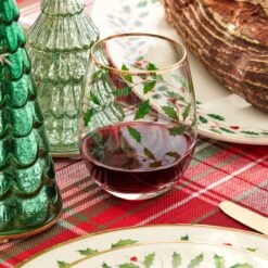 Lenox Holiday 4-Piece Stemless Wine Glasses 11 Lenox Holiday 4-Piece Stemless Wine Glasses -Lenox 888202 LHOL 22 FEA 1