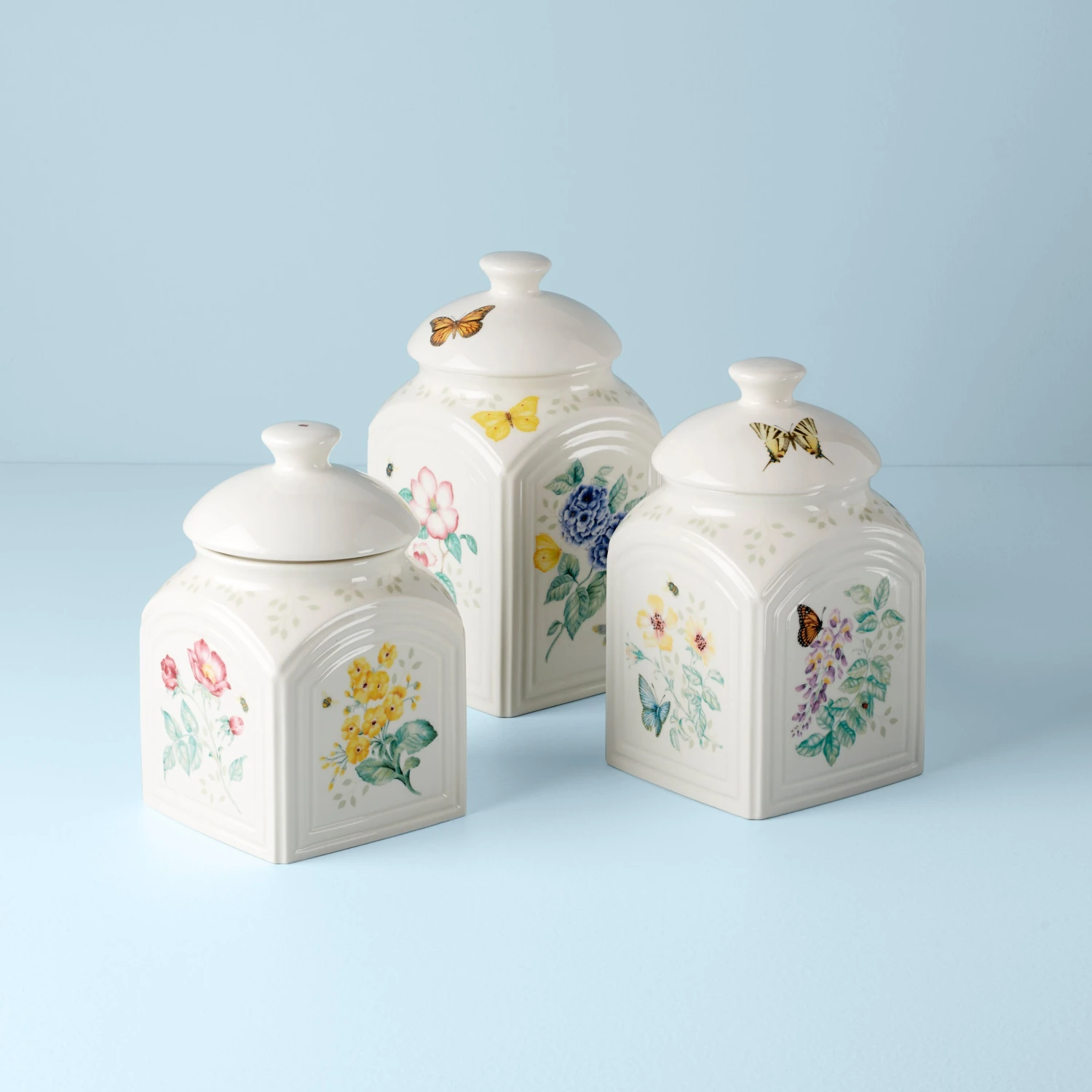 Lenox Butterfly Meadow Kitchen 3-Piece Canister Set 3 Lenox Butterfly Meadow Kitchen 3-Piece Canister Set