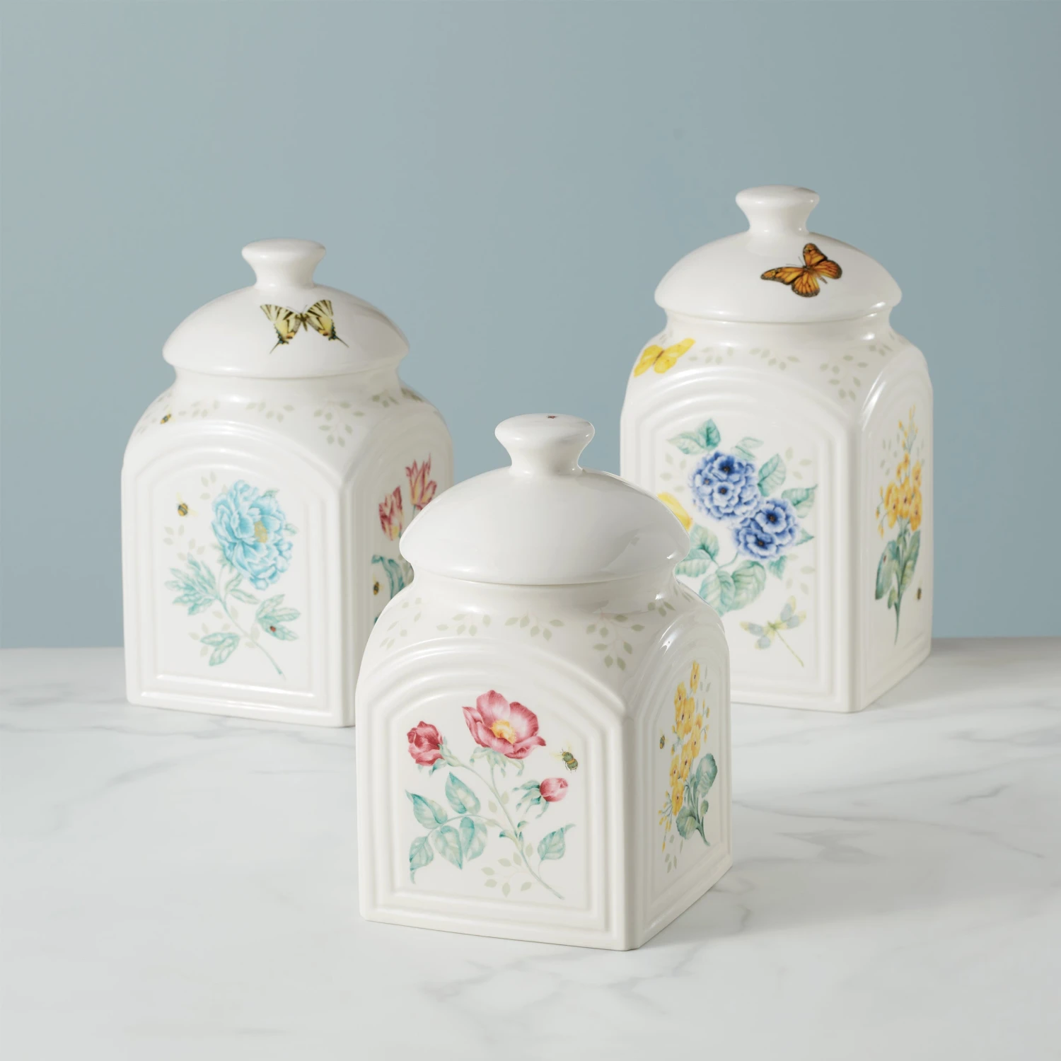 Lenox Butterfly Meadow Kitchen 3-Piece Canister Set 4 Lenox Butterfly Meadow Kitchen 3-Piece Canister Set - Image 2