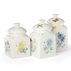Lenox Butterfly Meadow Kitchen 3-Piece Canister Set 13 Lenox Butterfly Meadow Kitchen 3-Piece Canister Set -Lenox 888255 wHR
