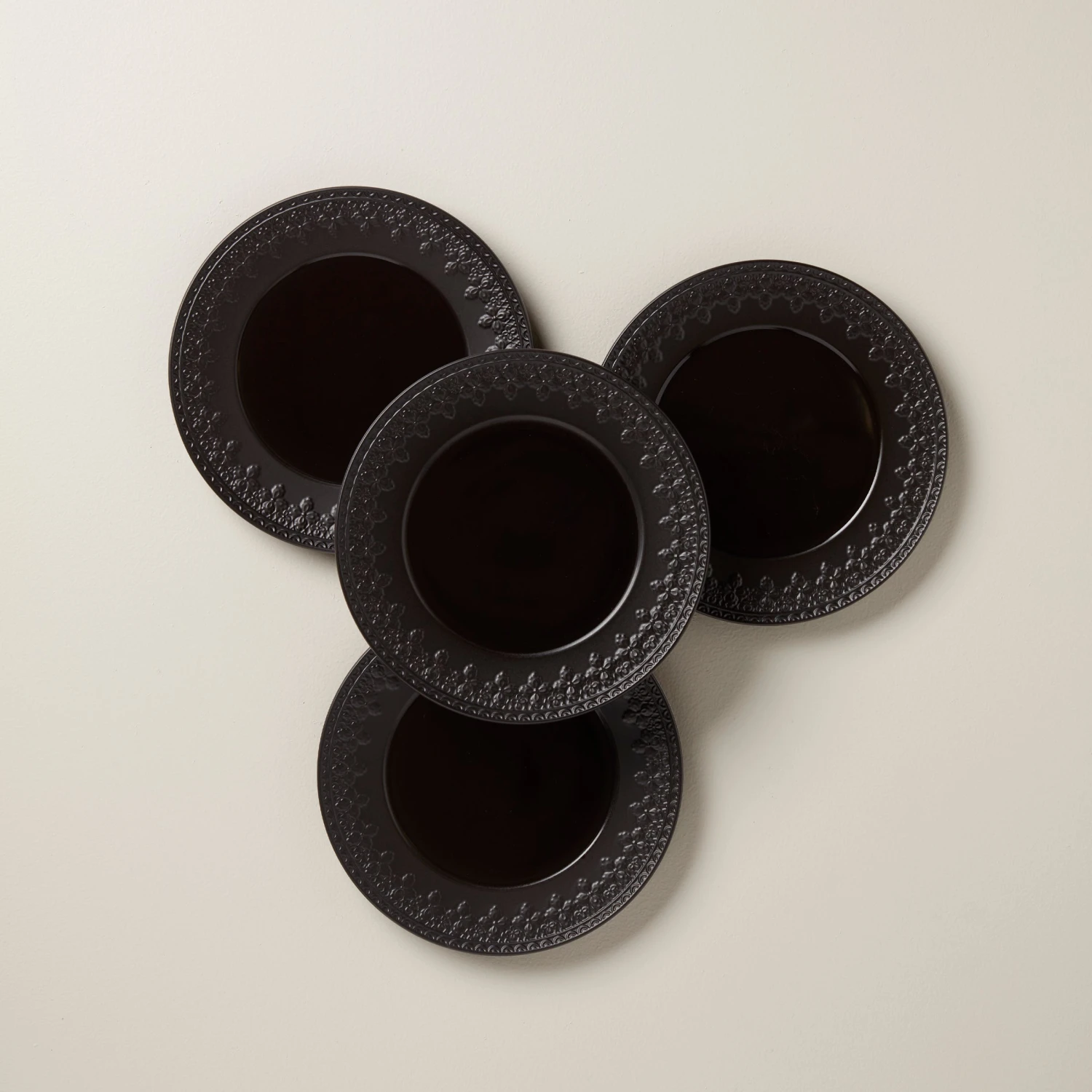 Lenox Chelse Muse Fleur Matte Black 4pc Accent Plate Set 3 Lenox Chelse Muse Fleur Matte Black 4pc Accent Plate Set