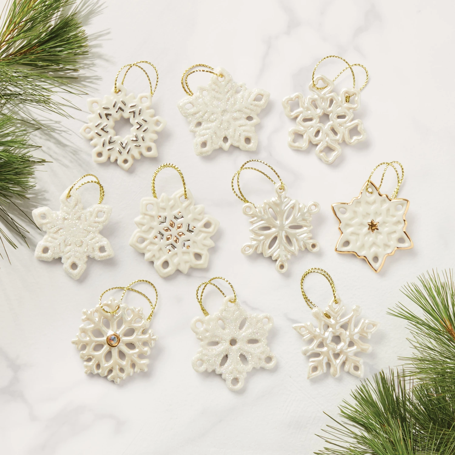 Lenox Snowflake 10-Piece Ornament Set 4 Lenox Snowflake 10-Piece Ornament Set - Image 2