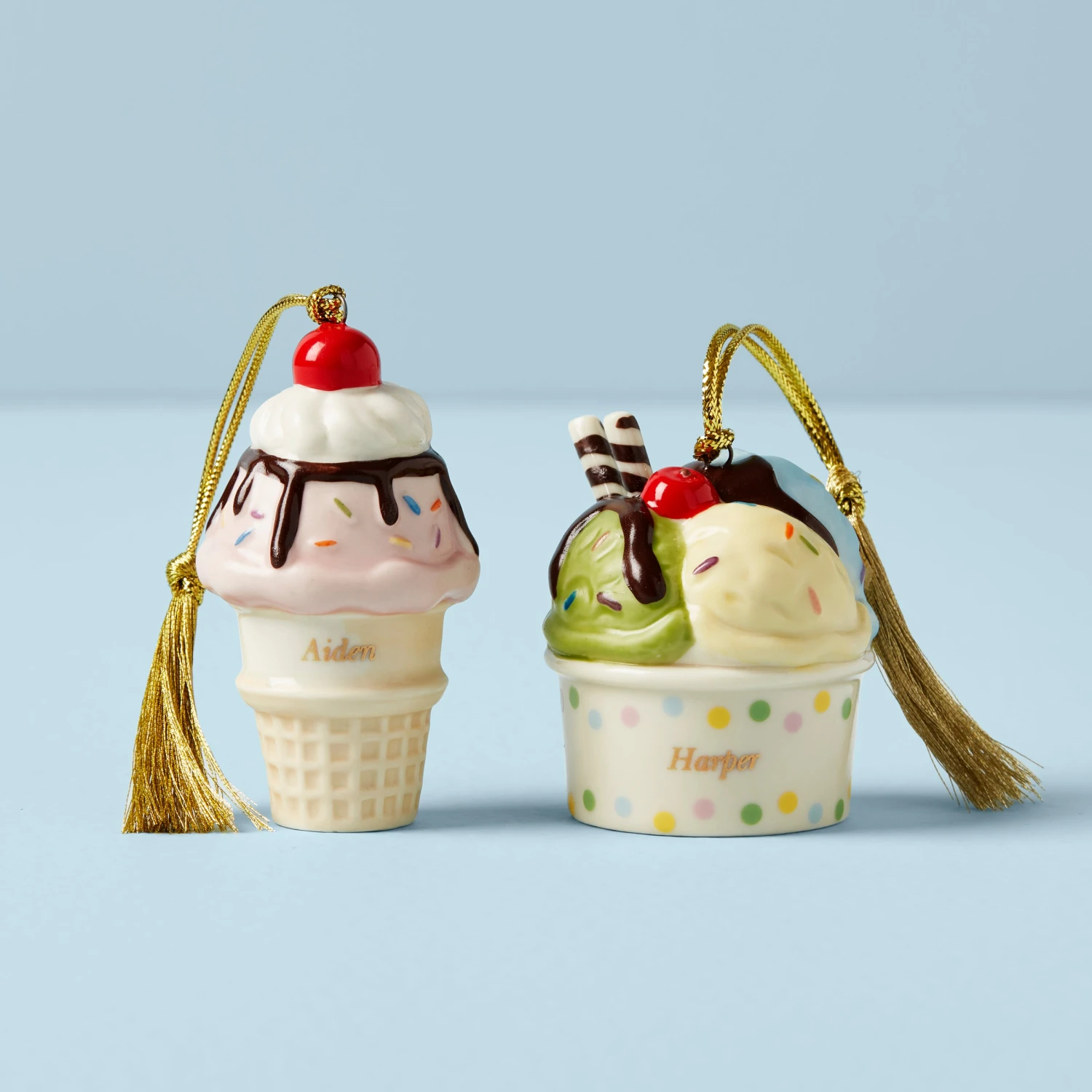 Lenox Forever Friends Ice Cream 2 Piece Ornament Set 3 Lenox Forever Friends Ice Cream 2 Piece Ornament Set