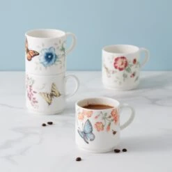 Lenox Butterfly Meadow 4-Piece Stacking Mug Set 8 Lenox Butterfly Meadow 4-Piece Stacking Mug Set -Lenox 890451 w11