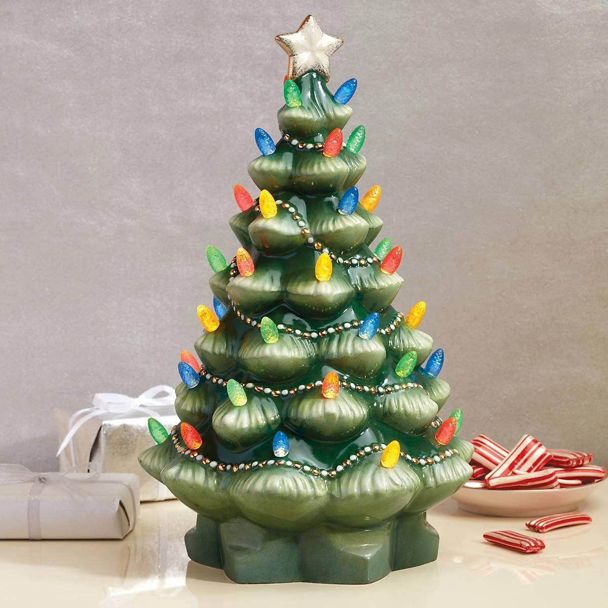 Lenox Treasured Traditions Green Light-Up Tree Figurine 4 Lenox Treasured Traditions Green Light-Up Tree Figurine - Image 2