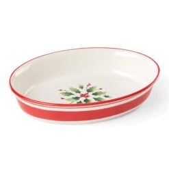 Lenox Holiday Handpaint Stripe Oval Dish 7 Lenox Holiday Handpaint Stripe Oval Dish -Lenox 890835 wHR