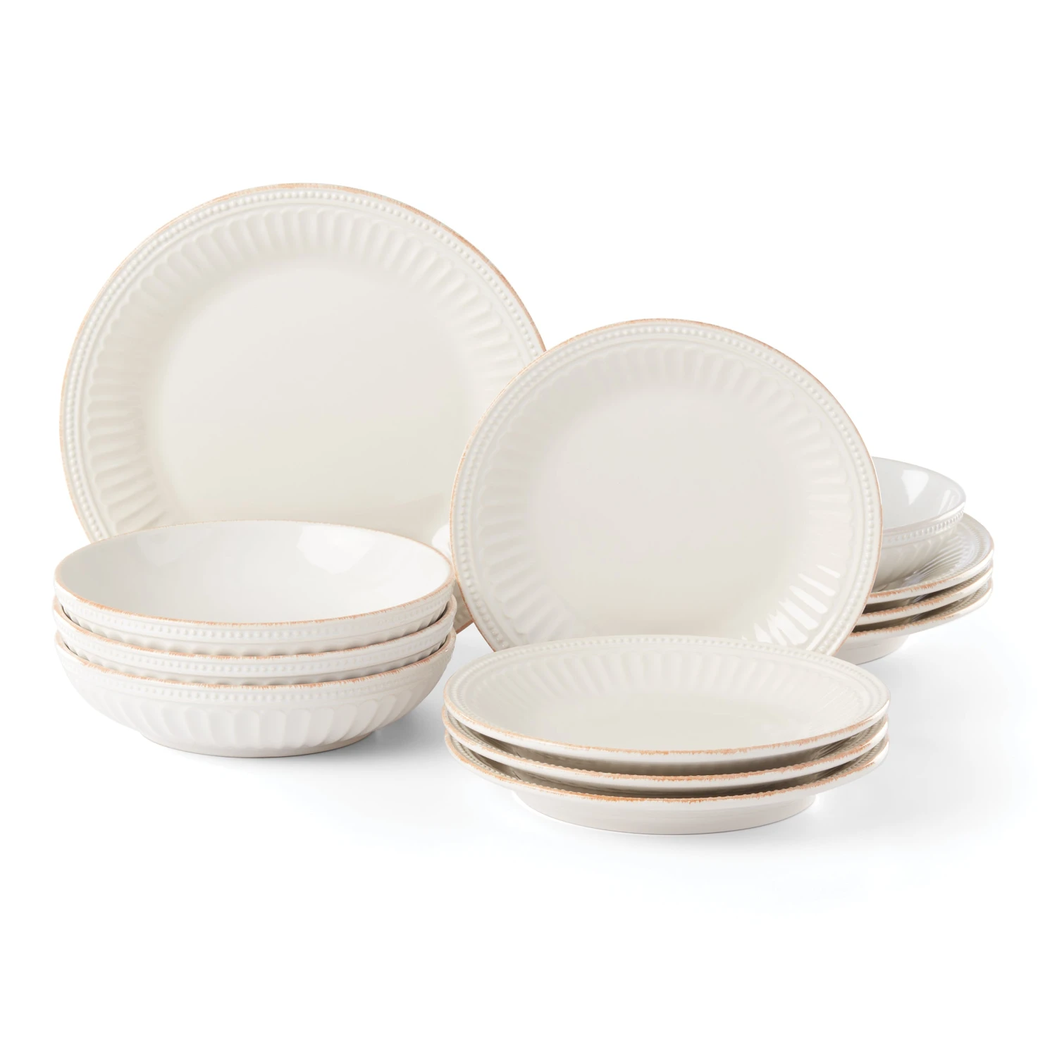 Lenox French Perle Groove White 12-Piece Dinnerware Set 3 Lenox French Perle Groove White 12-Piece Dinnerware Set
