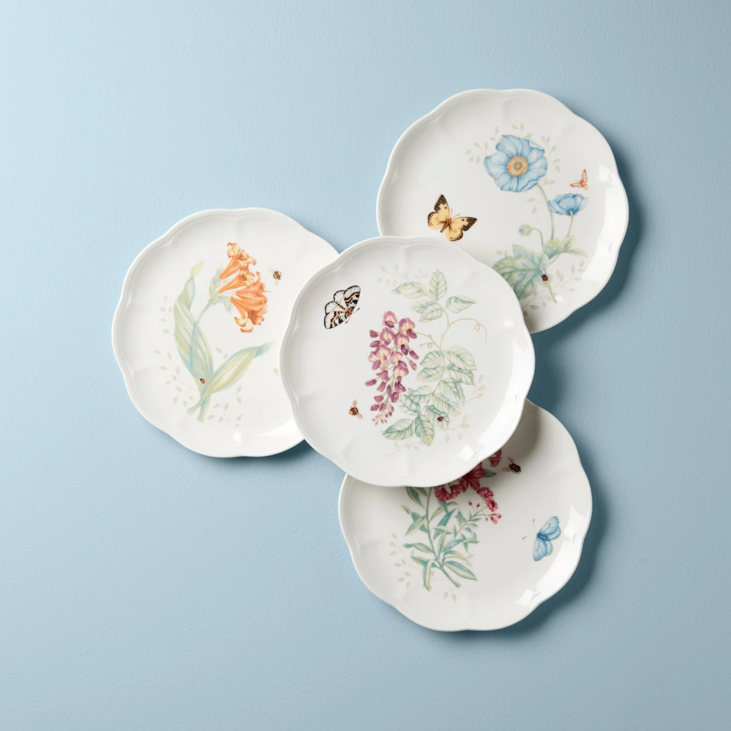 Lenox Butterfly Meadow 4-Piece Accent Plate Set 3 Lenox Butterfly Meadow 4-Piece Accent Plate Set