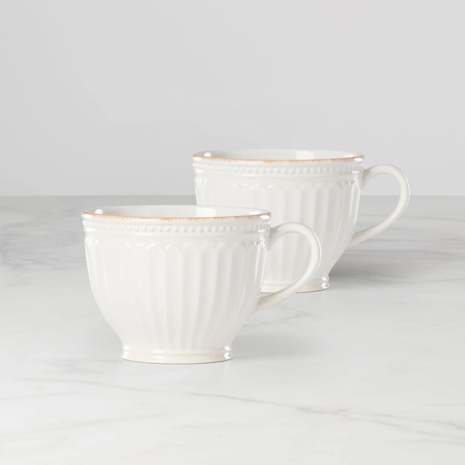 Lenox French Perle Groove 2-Piece Latte Mug Set 3 Lenox French Perle Groove 2-Piece Latte Mug Set