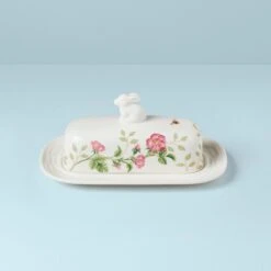 Lenox Butterfly Meadow Bunny Covered Butter Dish