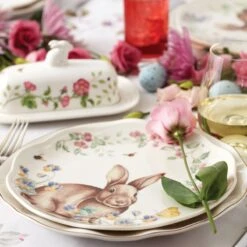 Lenox Butterfly Meadow Bunny 4-Piece Accent Plate Set -Lenox 893465 w15