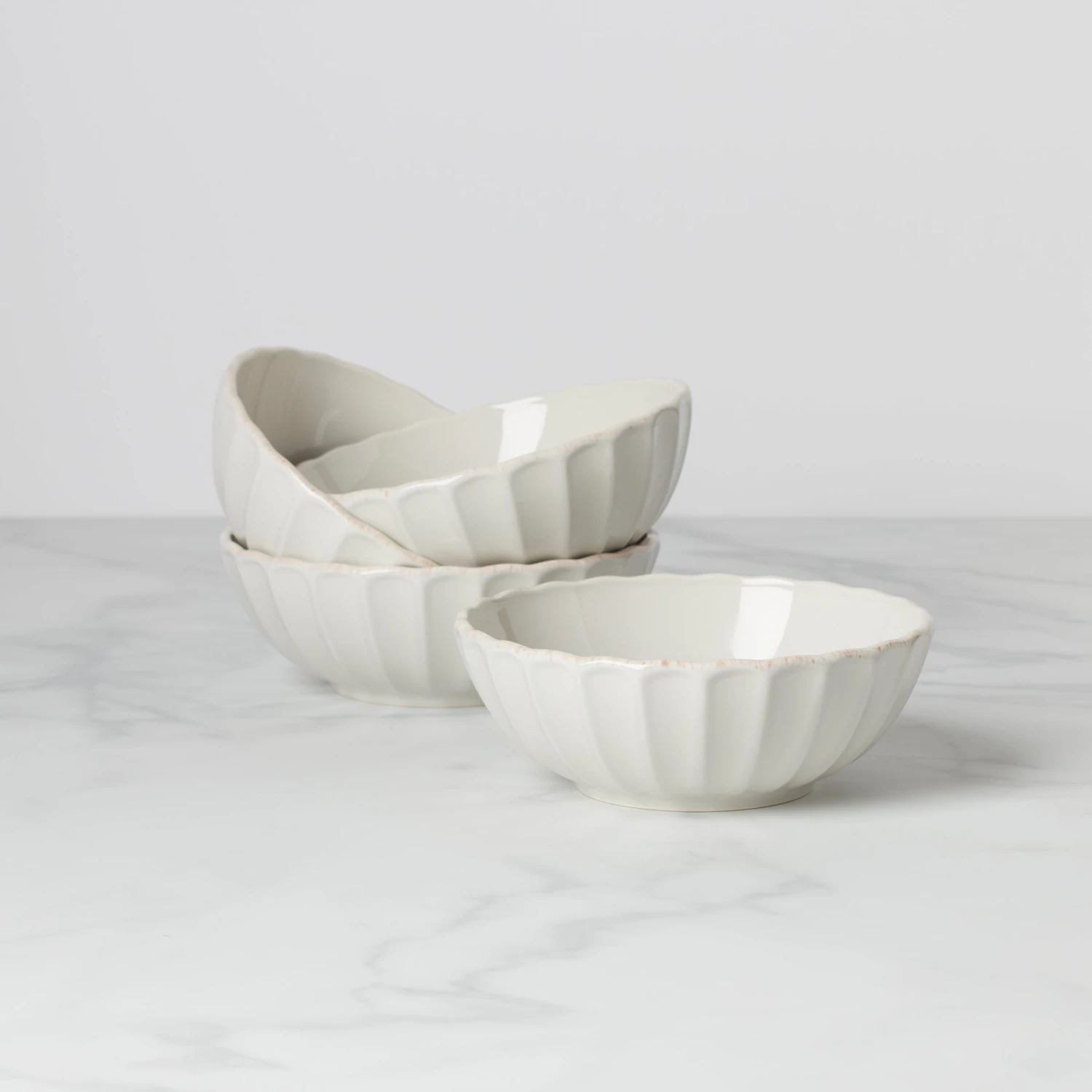 Lenox French Perle Scallop 4-Piece Bowl Set 3 Lenox French Perle Scallop 4-Piece Bowl Set