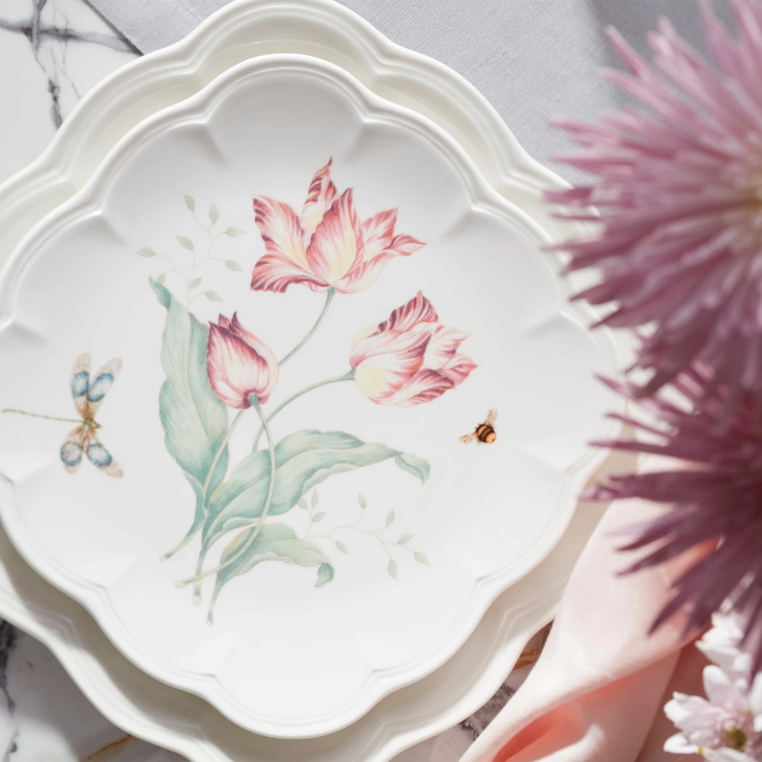 Lenox Butterfly Meadow Square 4pc Accent Plates 5 Lenox Butterfly Meadow Square 4pc Accent Plates - Image 3