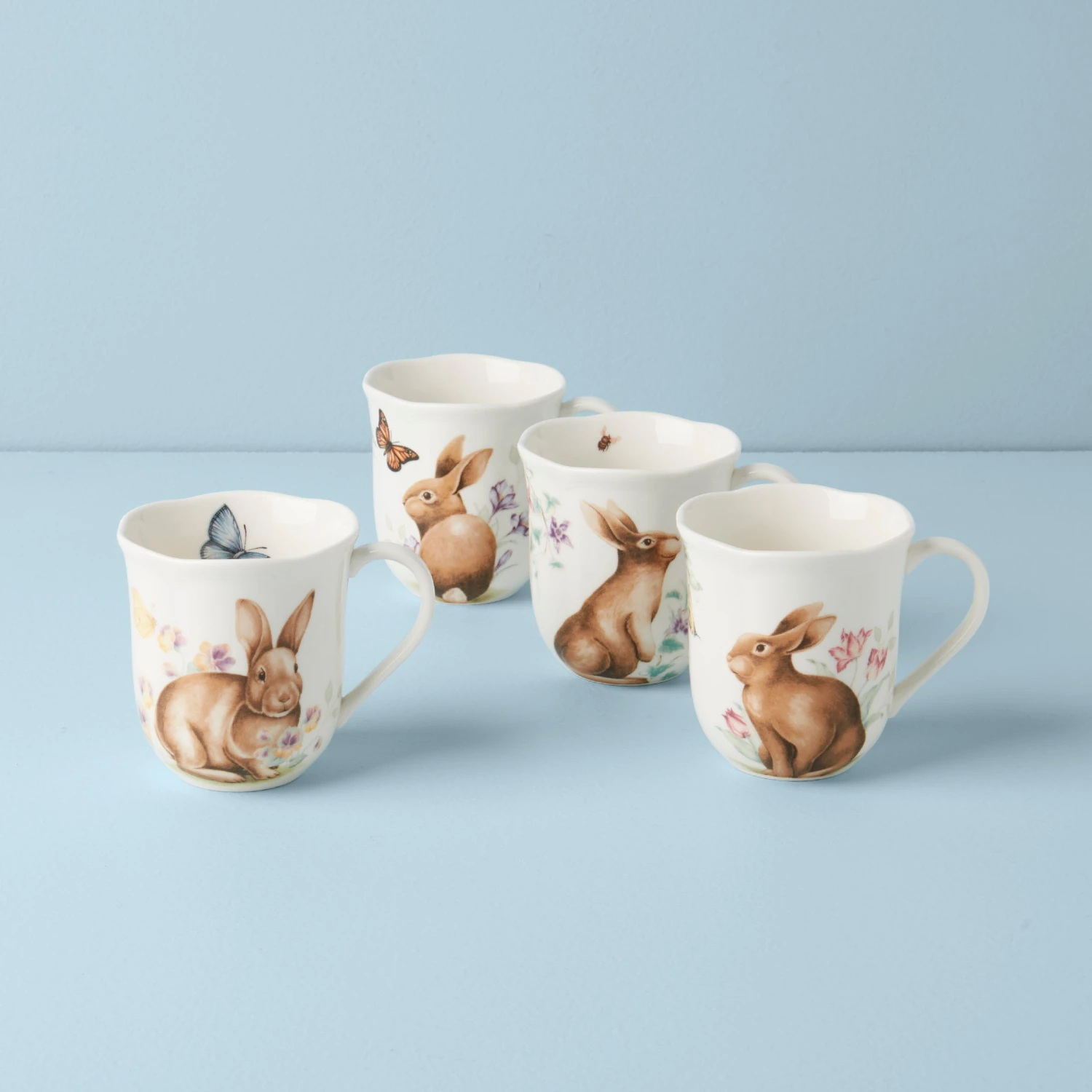 Lenox Butterfly Meadow Bunny Mugs, Set Of 4 3 Lenox Butterfly Meadow Bunny Mugs, Set Of 4