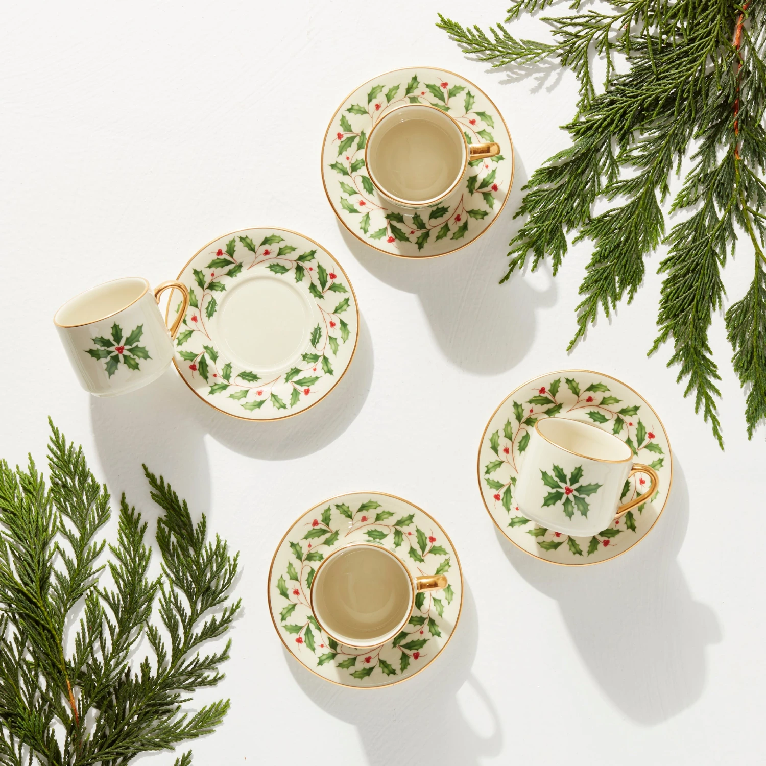 Lenox Holiday Espresso Cup & Saucer, S/4 5 Lenox Holiday Espresso Cup & Saucer, S/4 - Image 3