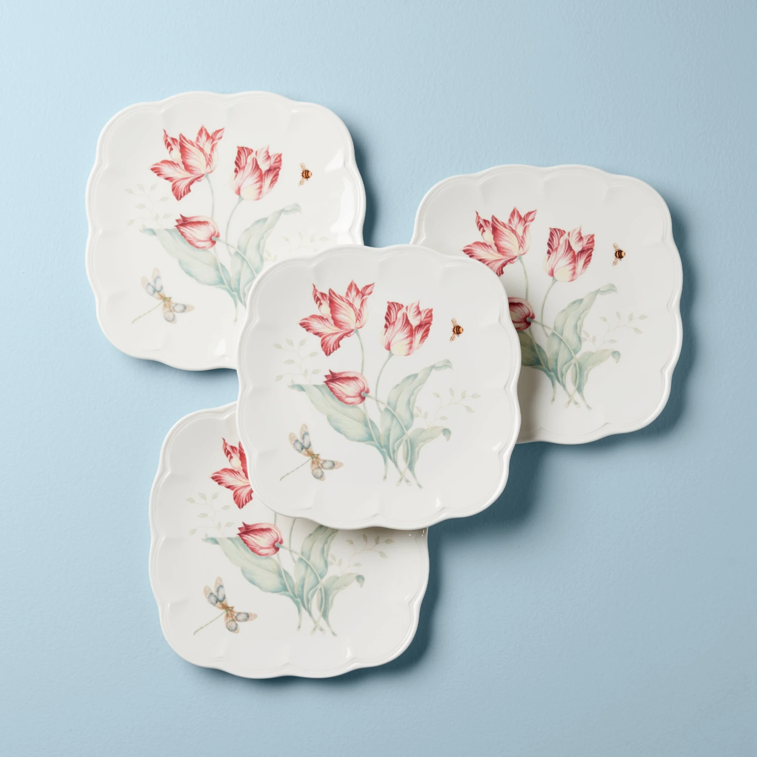 Lenox Butterfly Meadow Square 4pc Accent Plates 3 Lenox Butterfly Meadow Square 4pc Accent Plates