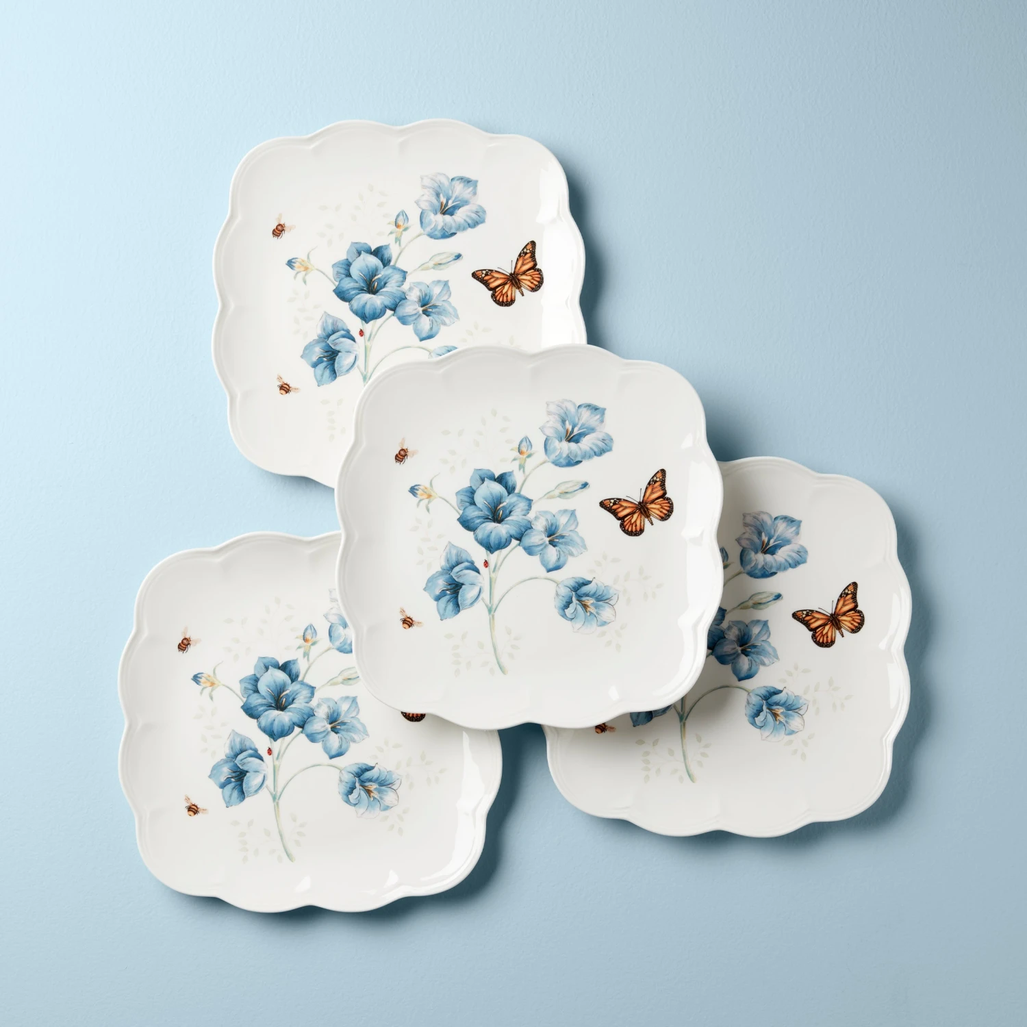 Lenox Butterfly Meadow Square 4pc Dinner Plates 3 Lenox Butterfly Meadow Square 4pc Dinner Plates