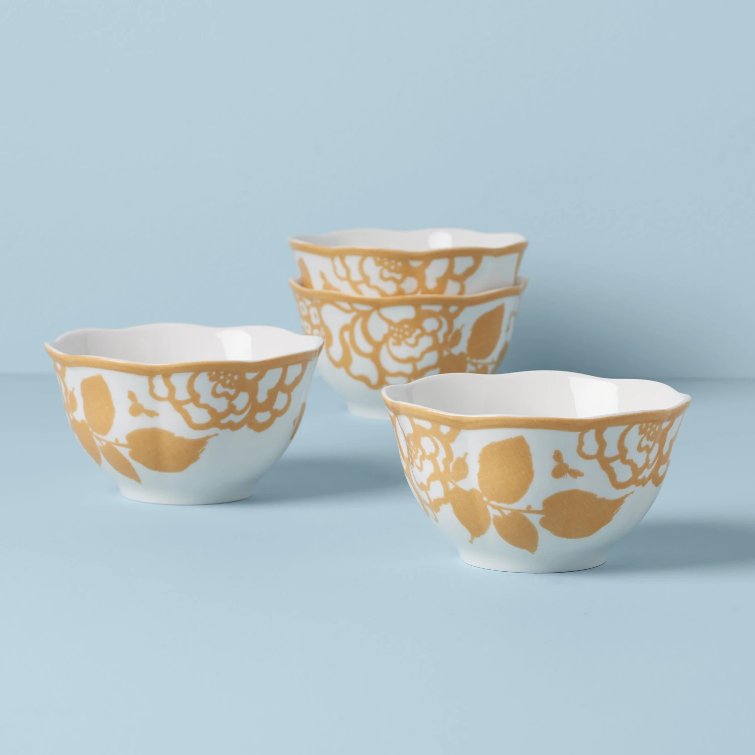 Lenox Butterfly Meadow Cottage 4-Piece Rice Bowls 3 Lenox Butterfly Meadow Cottage 4-Piece Rice Bowls