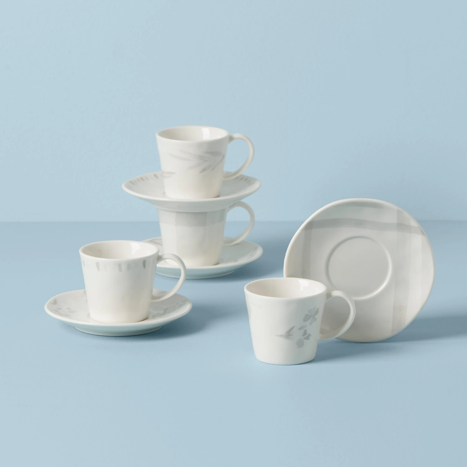 Lenox Oyster Bay 8PC Espresso Cup & Saucer Set 3 Lenox Oyster Bay 8PC Espresso Cup & Saucer Set