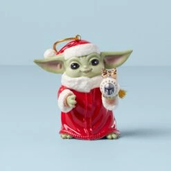 Lenox Grogu Santa Ornament